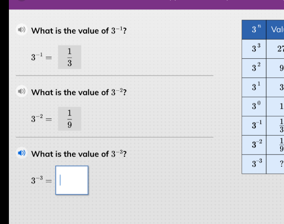 what is the value of $3^{-1}$? $3^{-1} = \\frac{1}{3}$ what is the valu…