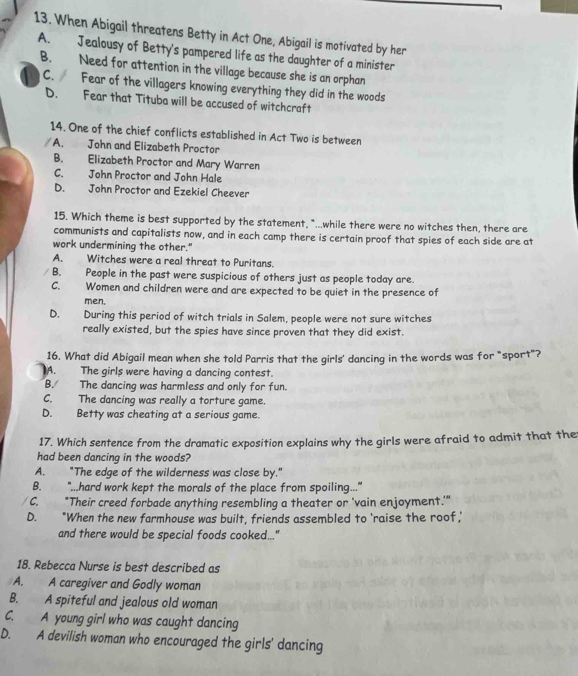 13. when abigail threatens betty in act one, abigail is motivated by he…