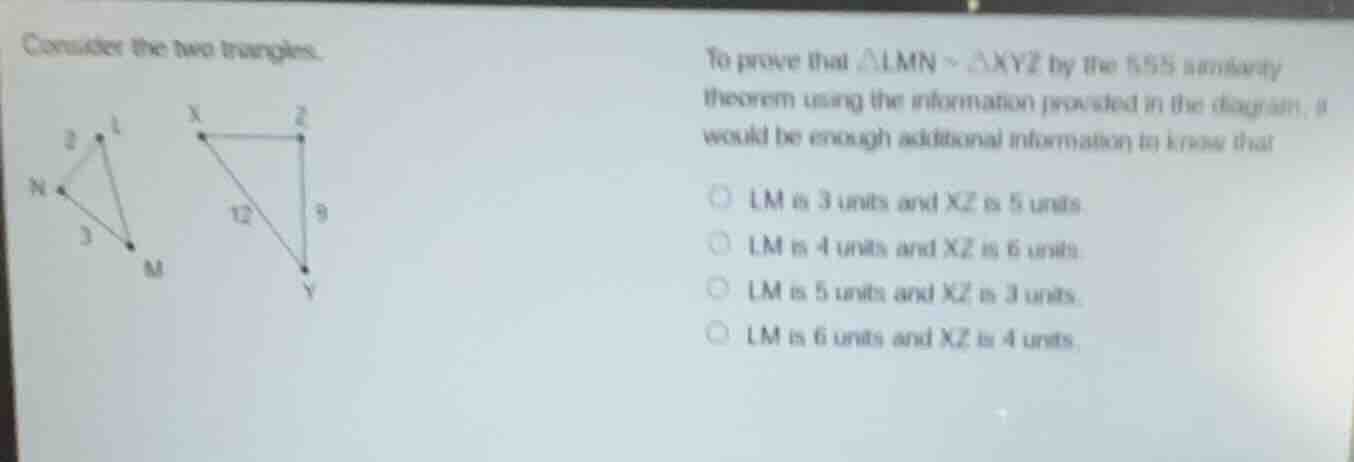 consider the two triangles. to prove that $\triangle lmn \\sim \\triang…