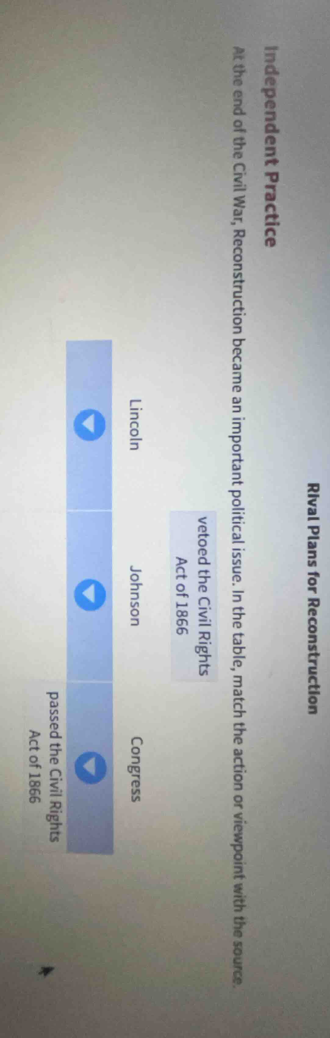 independent practice rival plans for reconstruction at the end of the c…