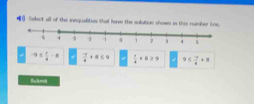 1) select all of the inequalities that have the solution shown in this …
