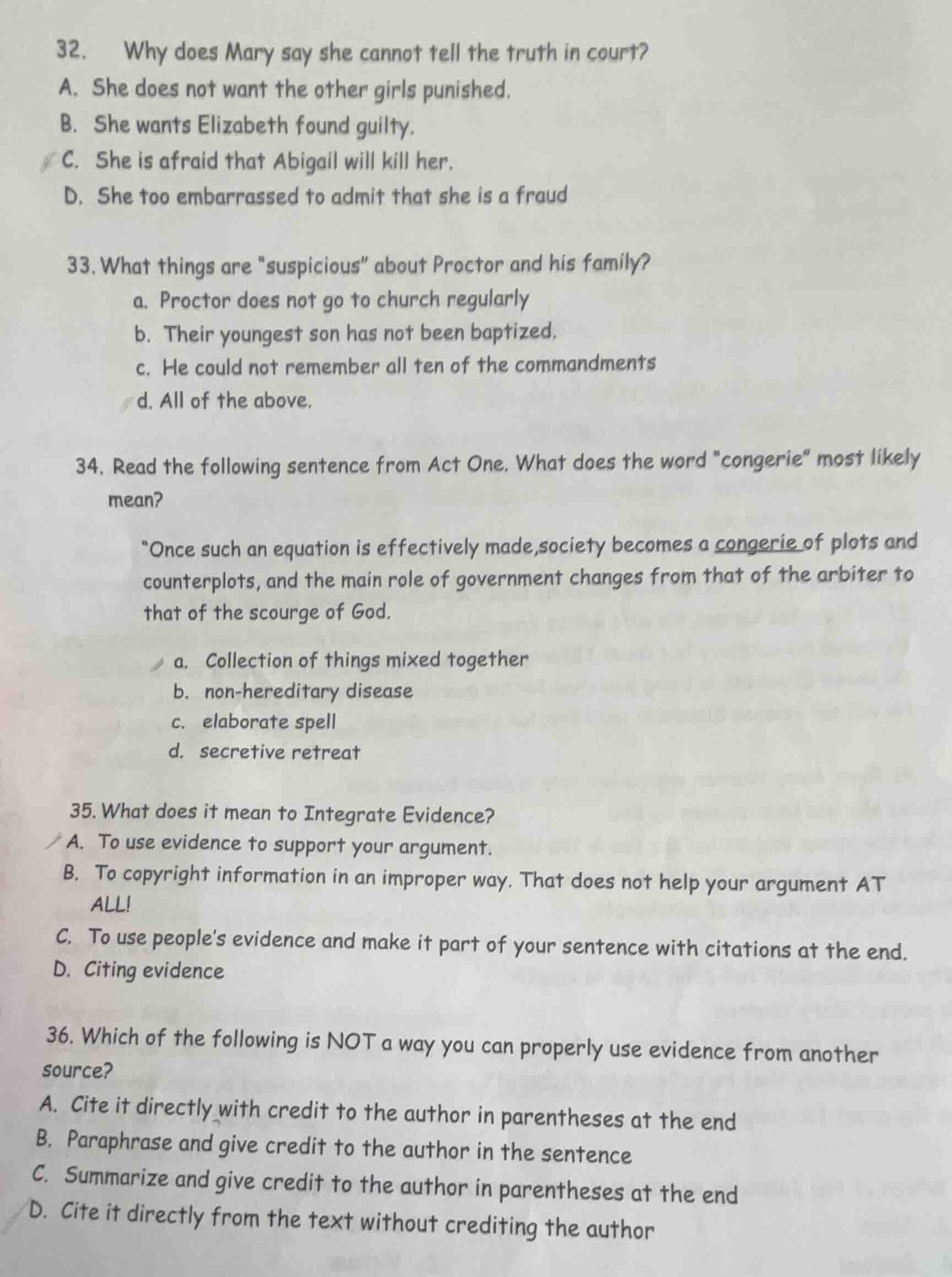 32. why does mary say she cannot tell the truth in court? a. she does n…