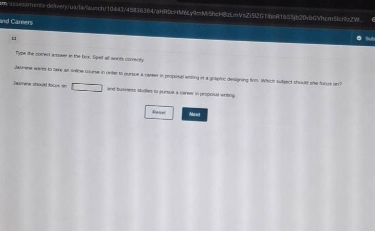 11 type the correct answer in the box. spell all words correctly. jasmi…