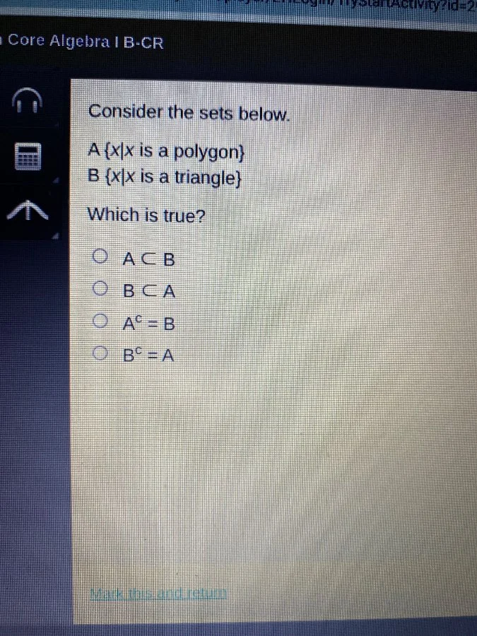 core algebra i b-cr consider the sets below. a {x|x is a polygon} b {x|…