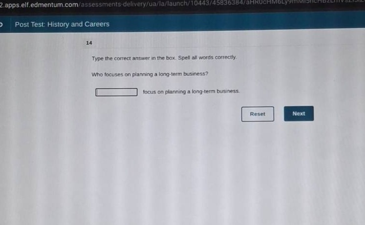 post test: history and careers 14 type the correct answer in the box. s…