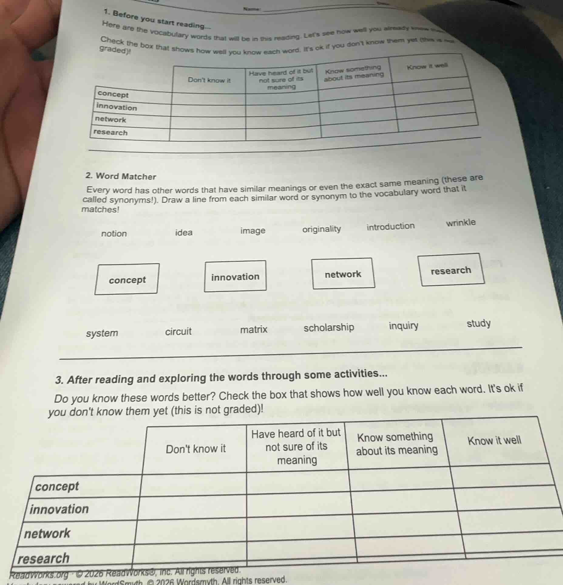 name:1. before you start reading...here are the vocabulary words that w…