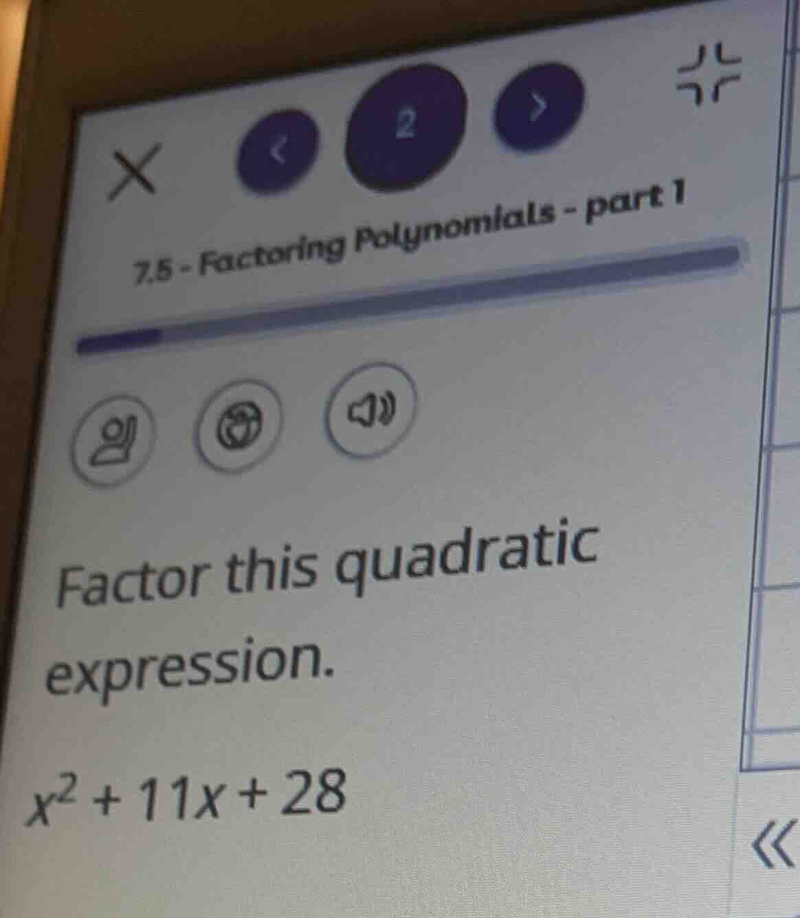 7.5 - factoring polynomials - part 1 factor this quadratic expression. …