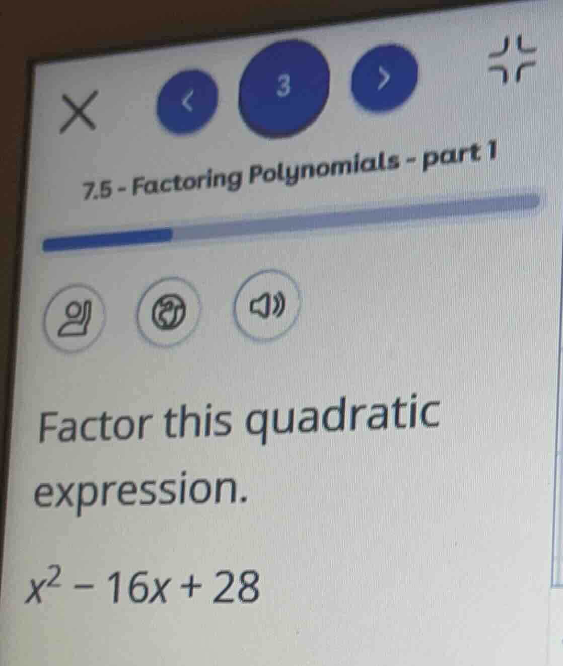 7.5 - factoring polynomials - part 1 factor this quadratic expression. …