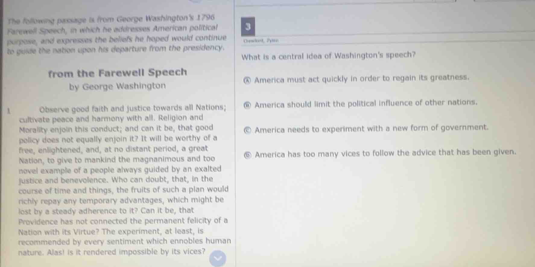 the following passage is from george washingtons 1796 farewell speech, …