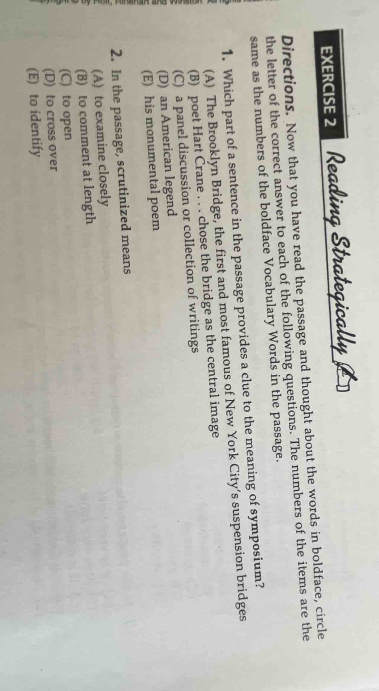 exercise 2 reading strategicallydirections. now that you have read the …