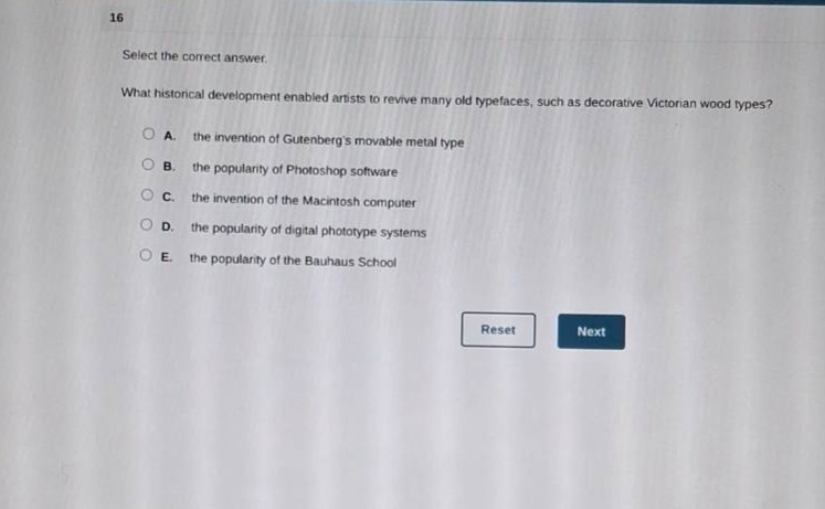 16 select the correct answer. what historical development enabled artis…