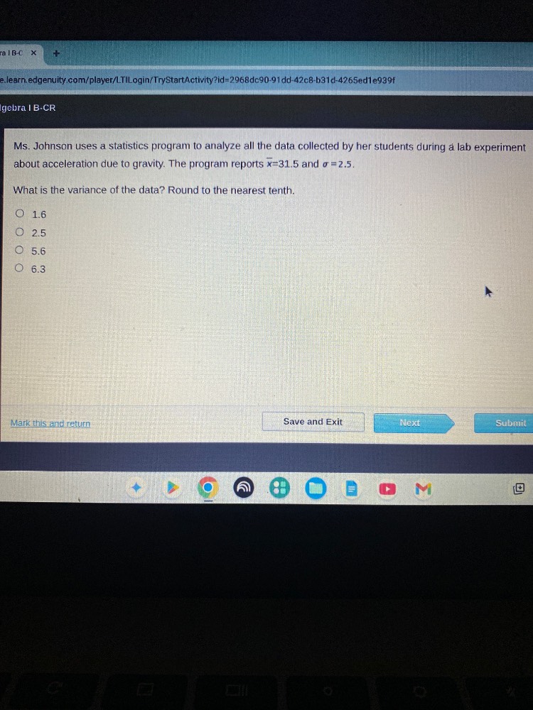 gebra i b-cr ms. johnson uses a statistics program to analyze all the d…