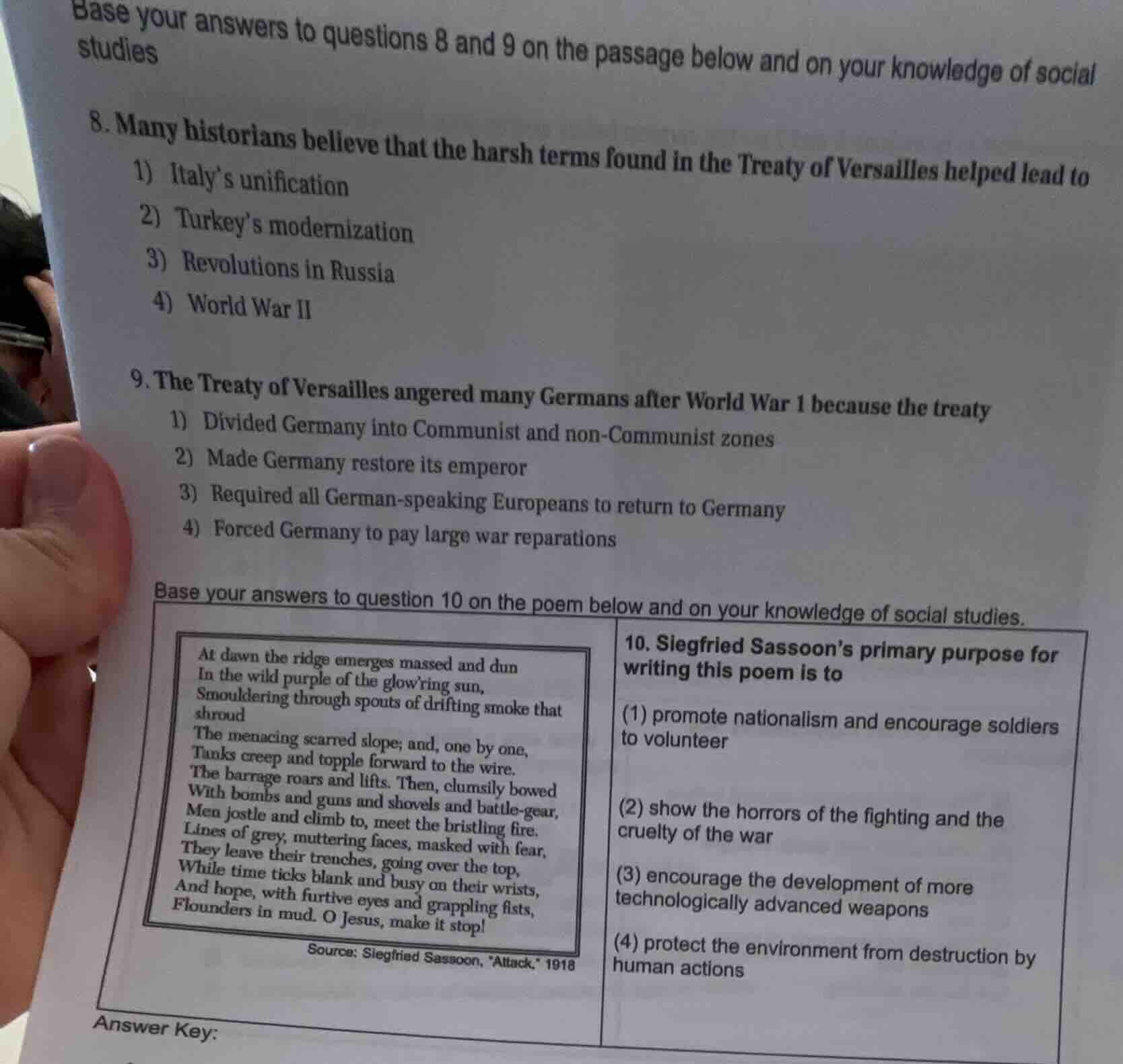 base your answers to questions 8 and 9 on the passage below and on your…