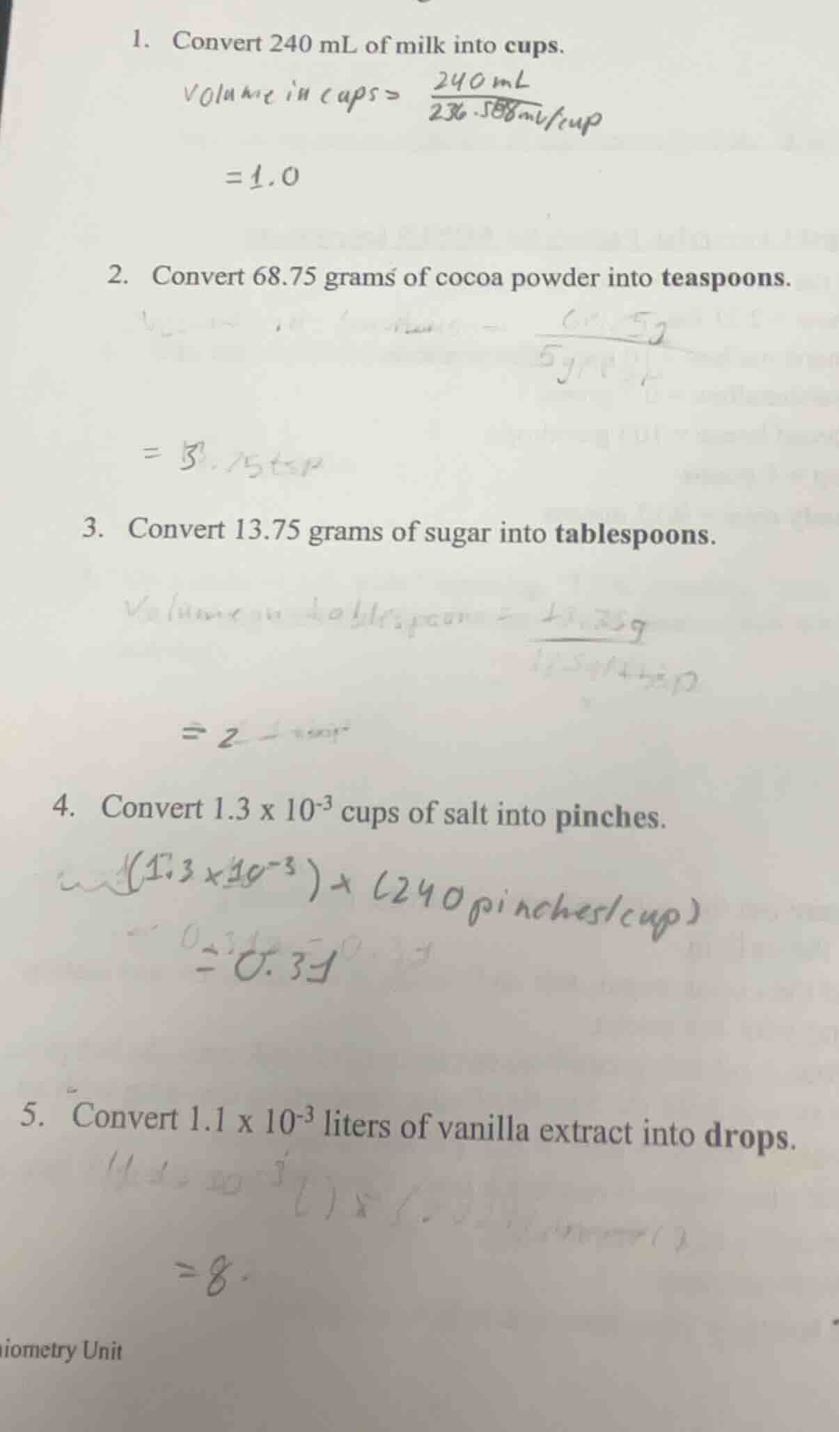 1. convert 240 ml of milk into cups. volume in cups = $\frac{240 \text{…