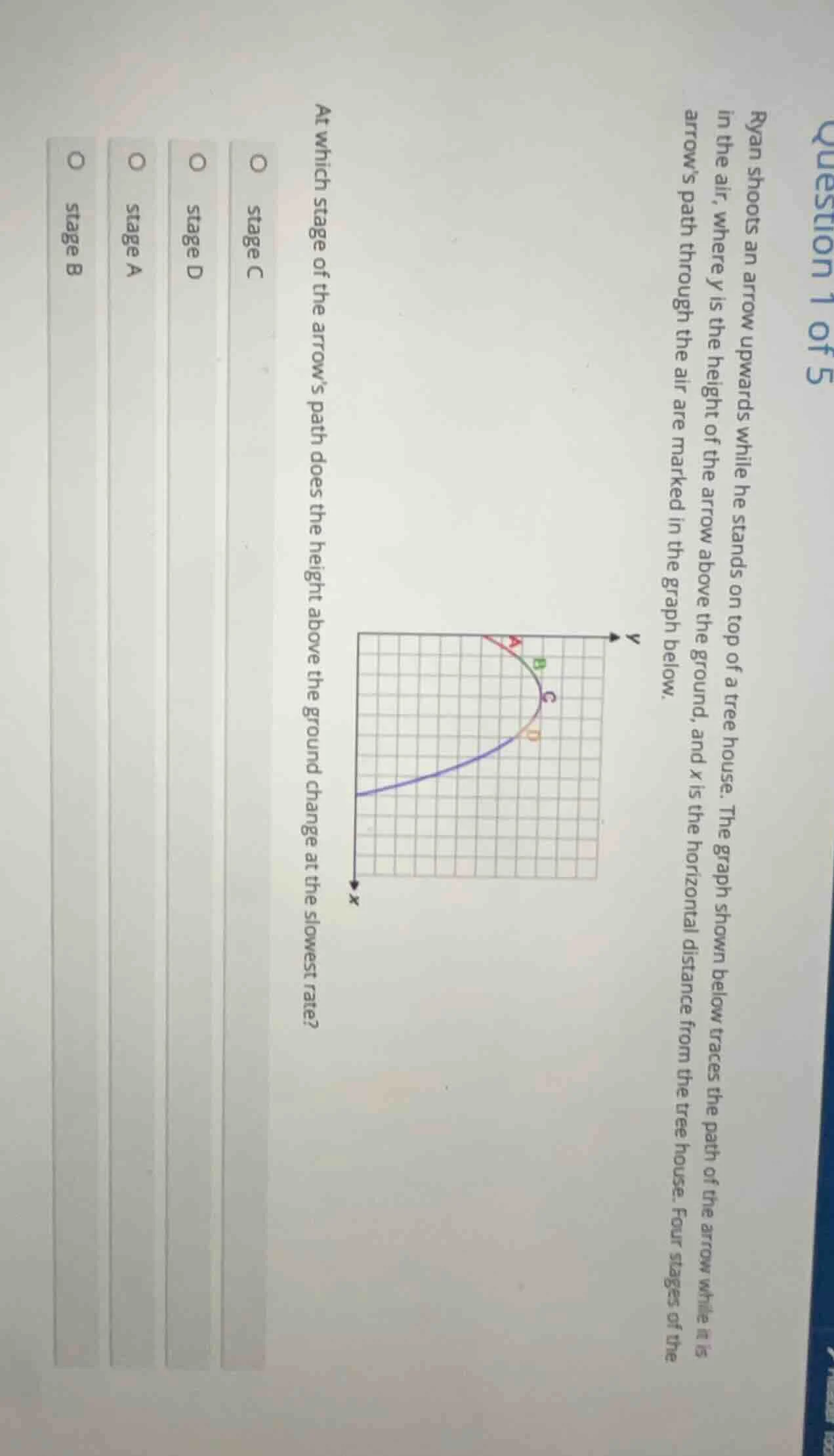 question 1 of 5 ryan shoots an arrow upwards while he stands on top of …