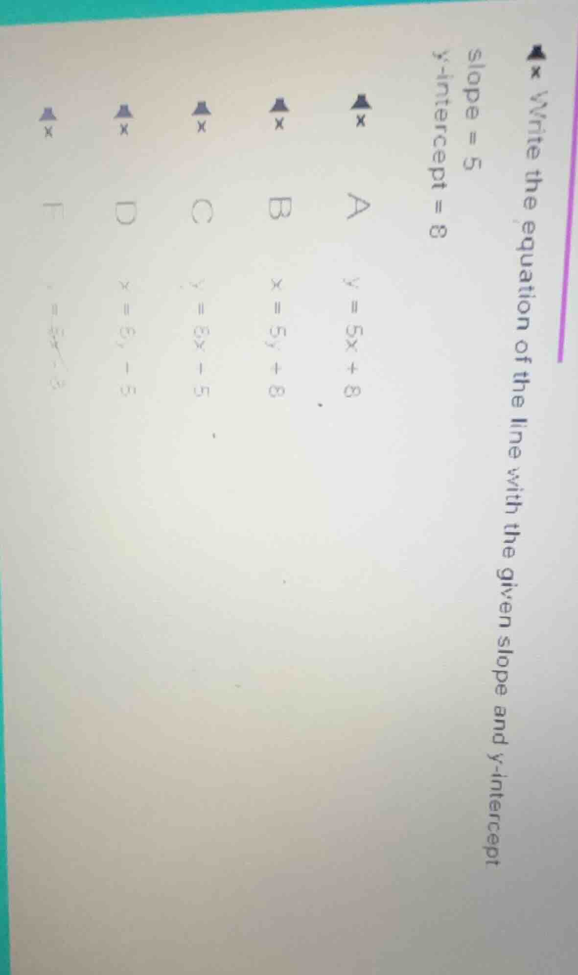 write the equation of the line with the given slope and y-intercept slo…