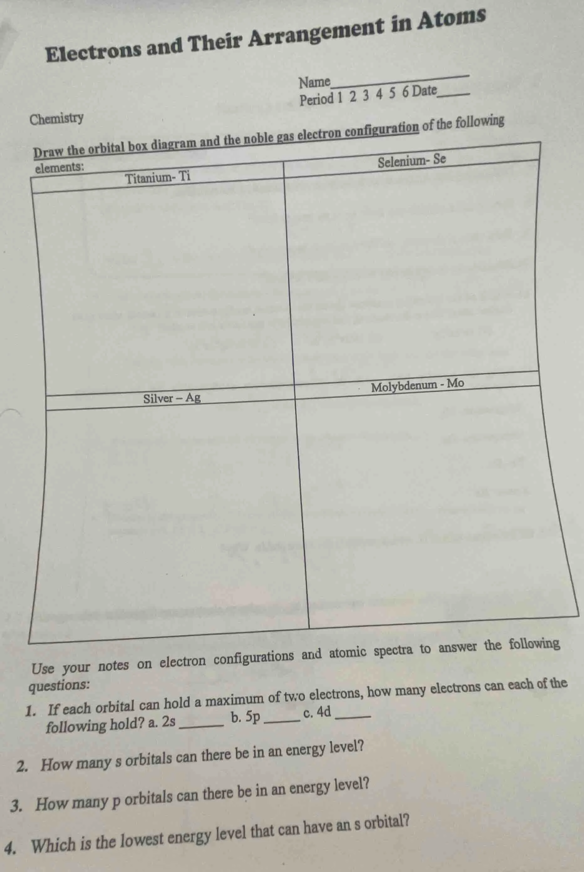 electrons and their arrangement in atoms chemistry name_________ period…