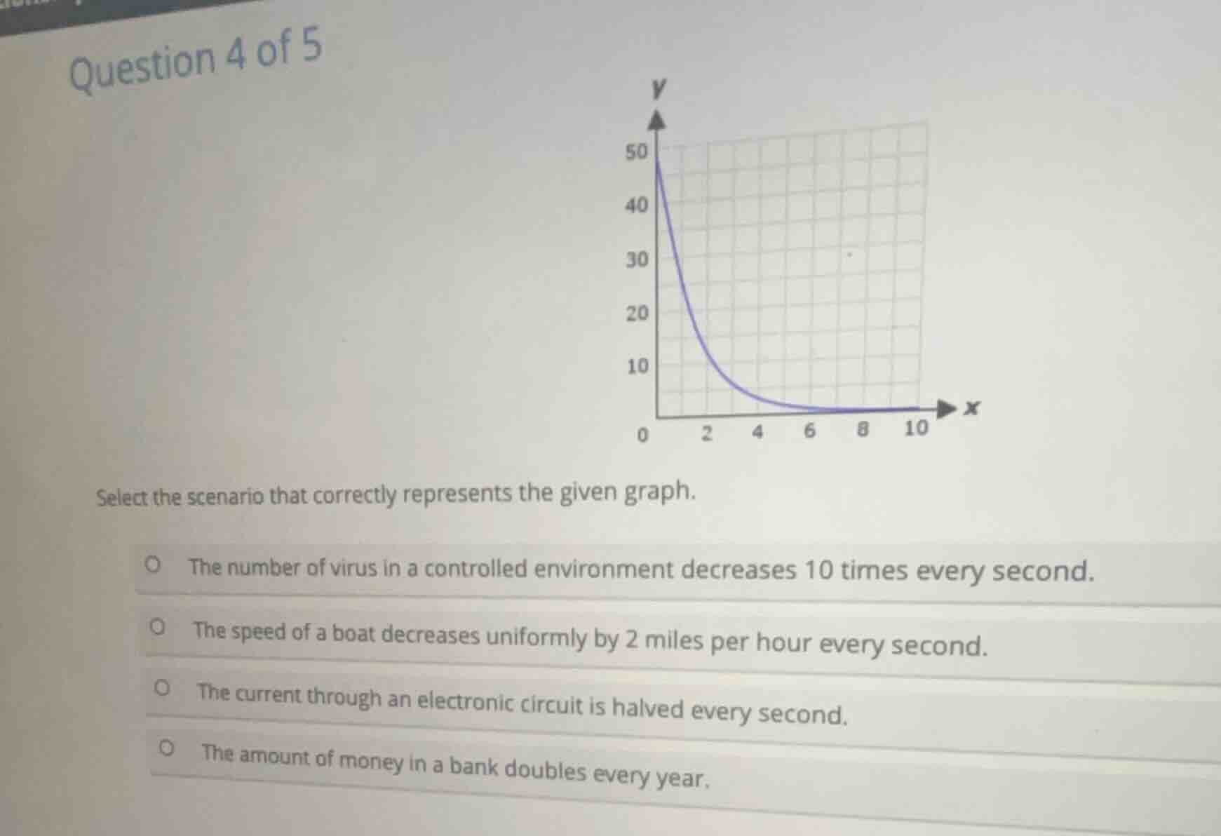 question 4 of 5 select the scenario that correctly represents the given…