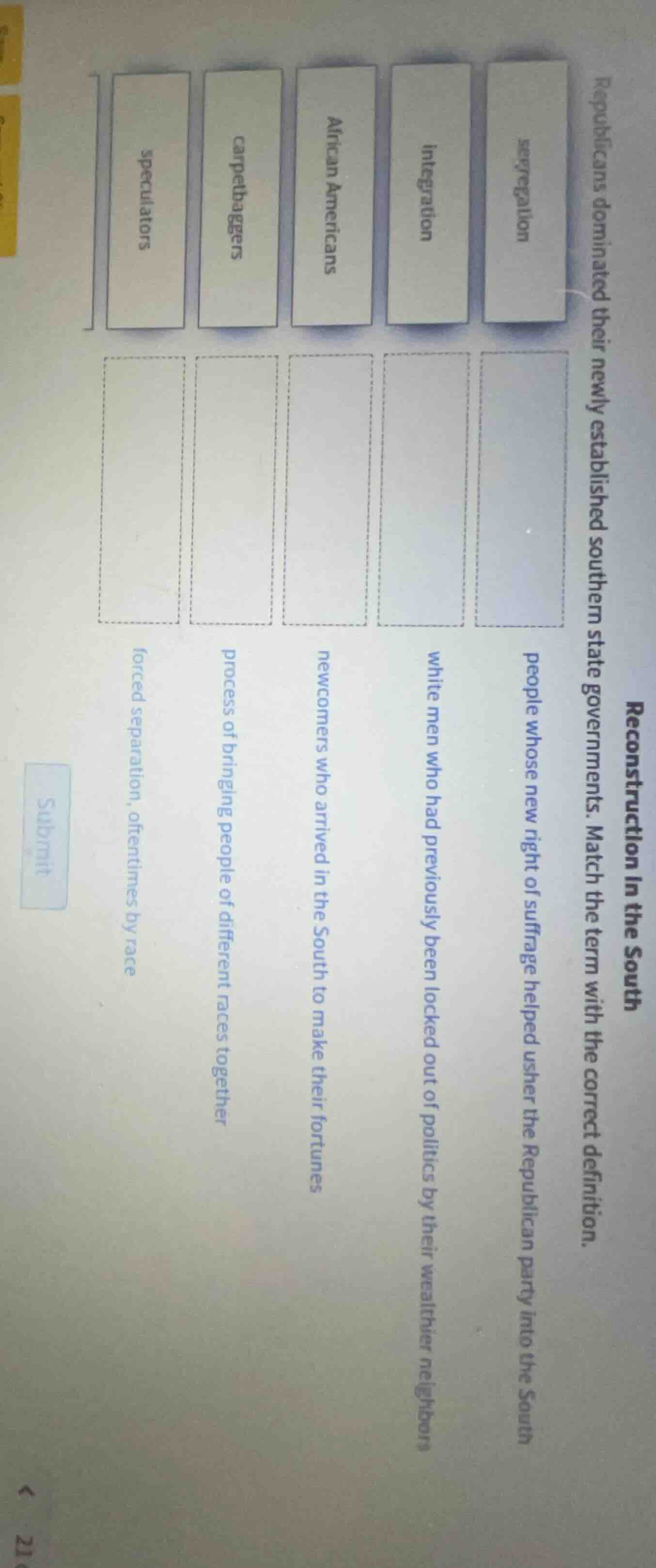 reconstruction in the south republicans dominated their newly establish…