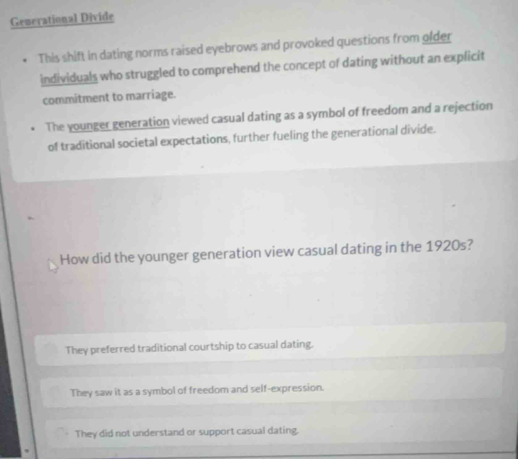 generational divide• this shift in dating norms raised eyebrows and pro…