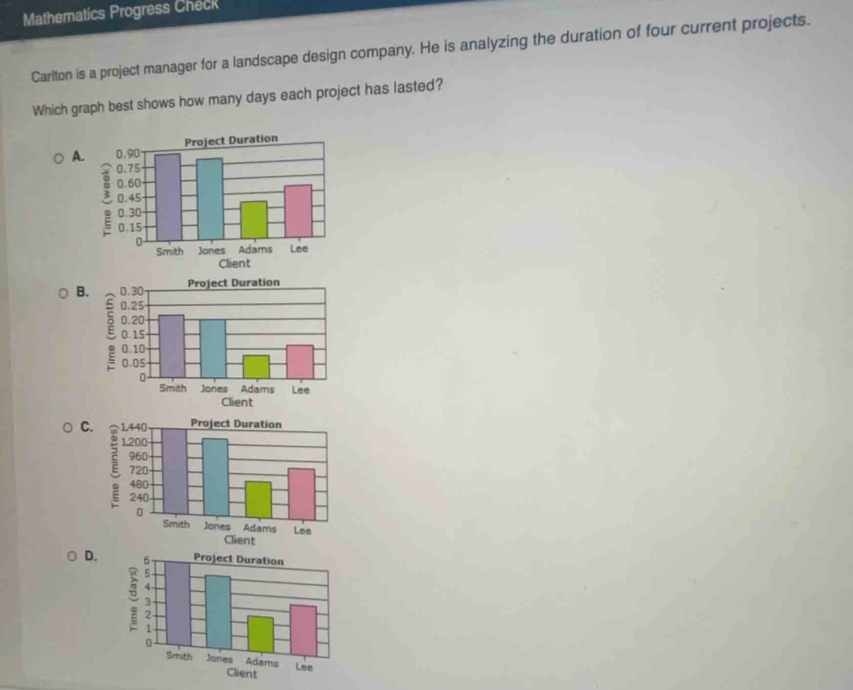 mathematics progress check carlton is a project manager for a landscape…