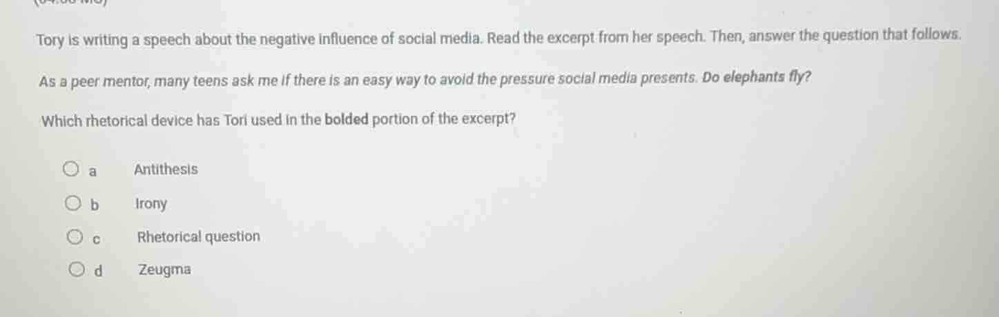 tory is writing a speech about the negative influence of social media. …