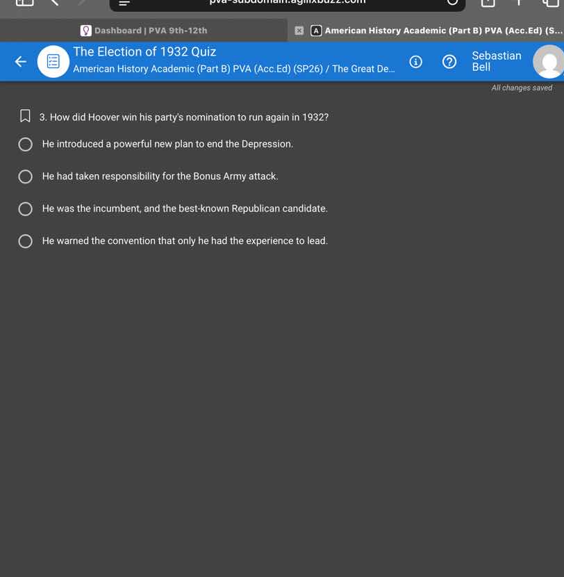 the election of 1932 quiz american history academic (part b) pva (acc.e…