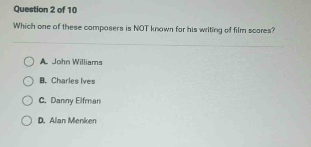 question 2 of 10 which one of these composers is not known for his writ…