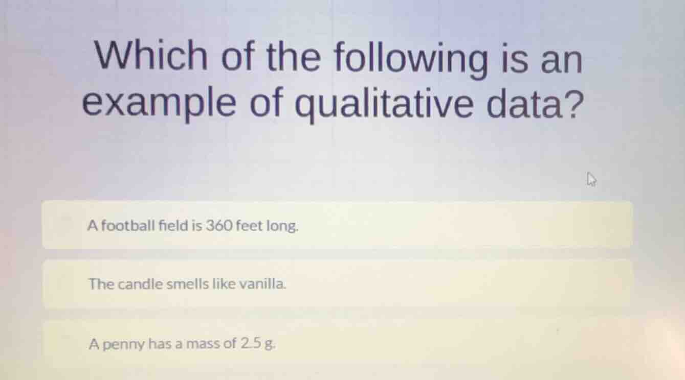 which of the following is an example of qualitative data? a football fi…