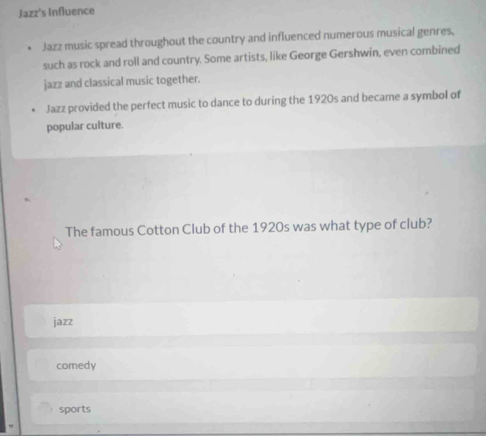 jazzs influence• jazz music spread throughout the country and influence…