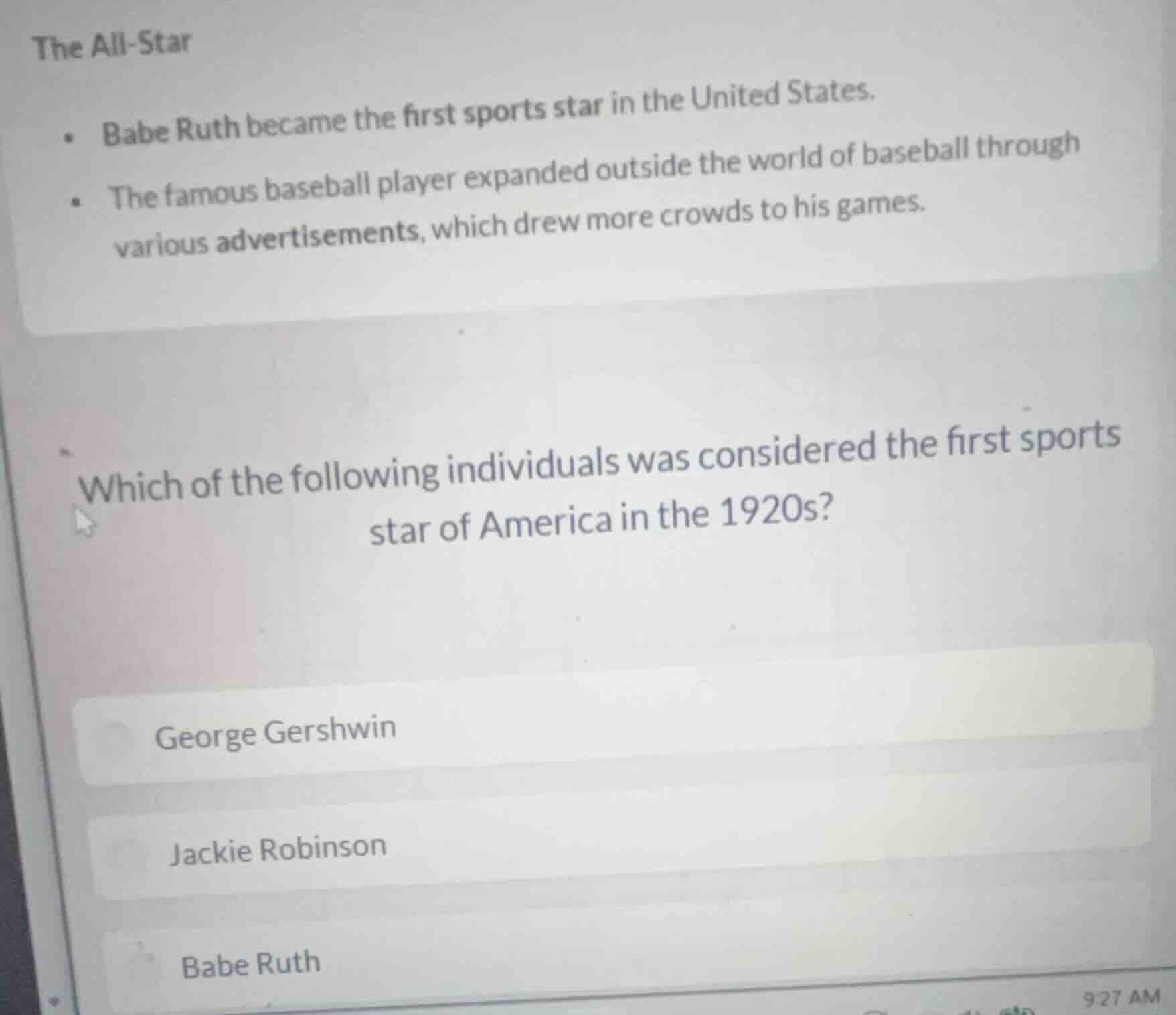 the all-star• babe ruth became the first sports star in the united stat…