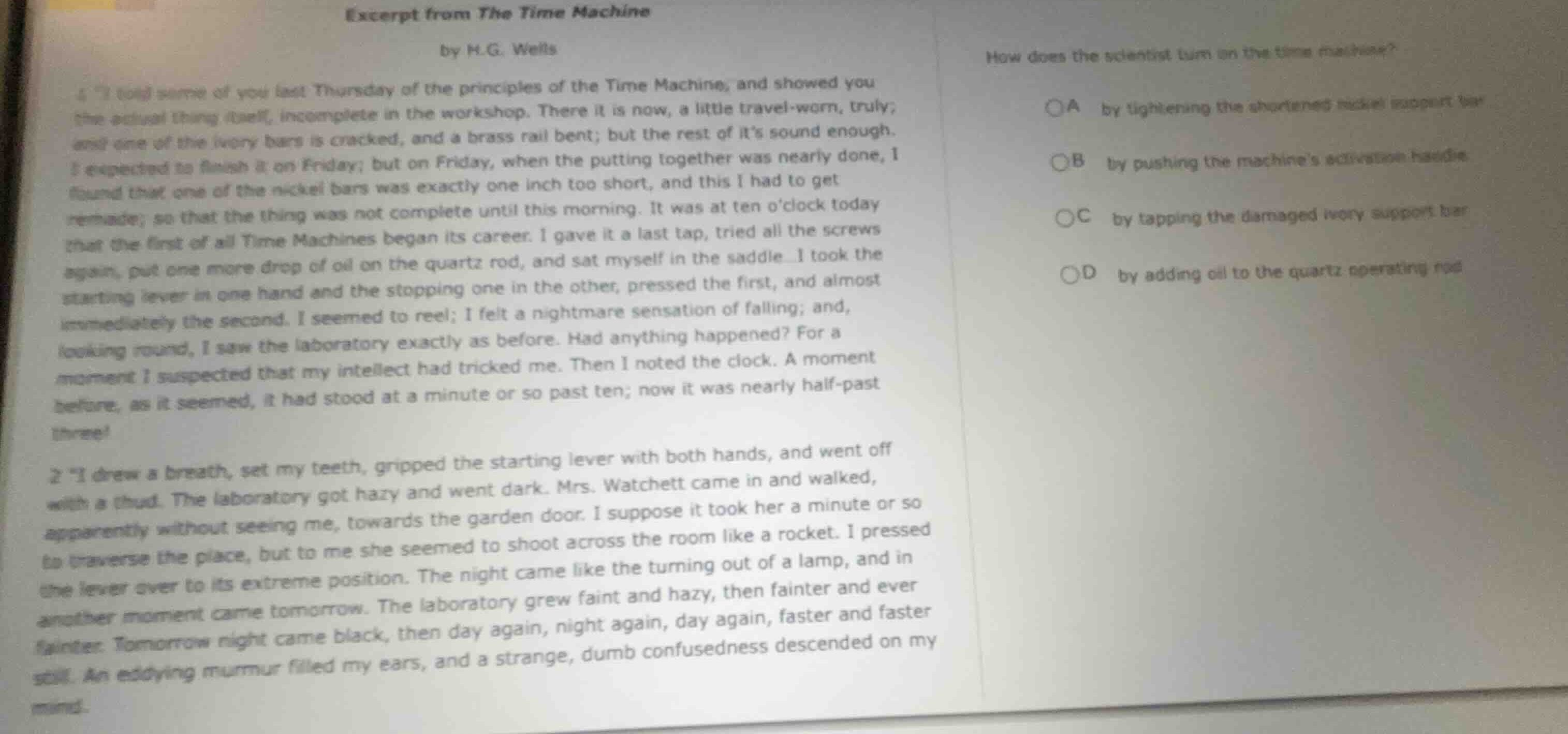 excerpt from the time machine by h.g. wells 1 \i told some of you last …