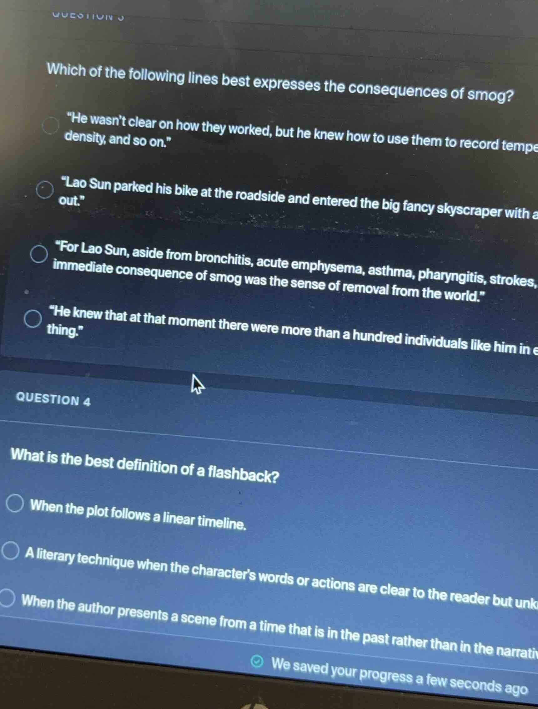 question 3 which of the following lines best expresses the consequences…