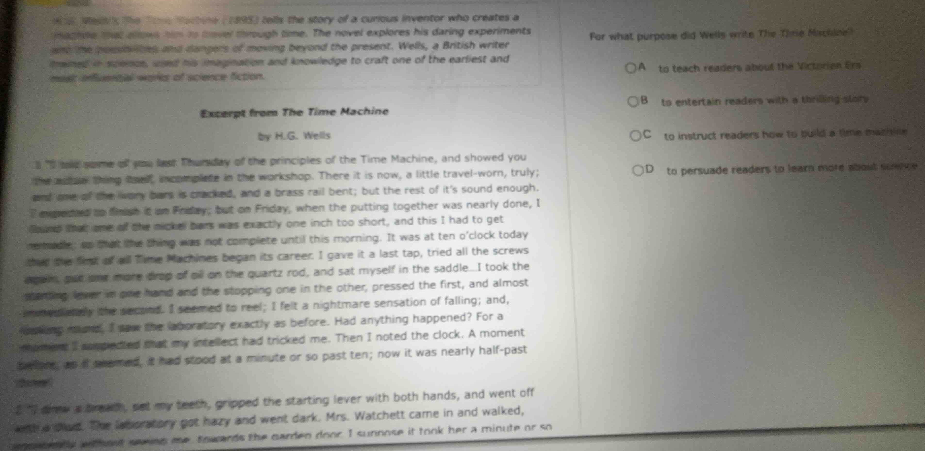 h.g. wellss *the time machine* (1895) tells the story of a curious inve…