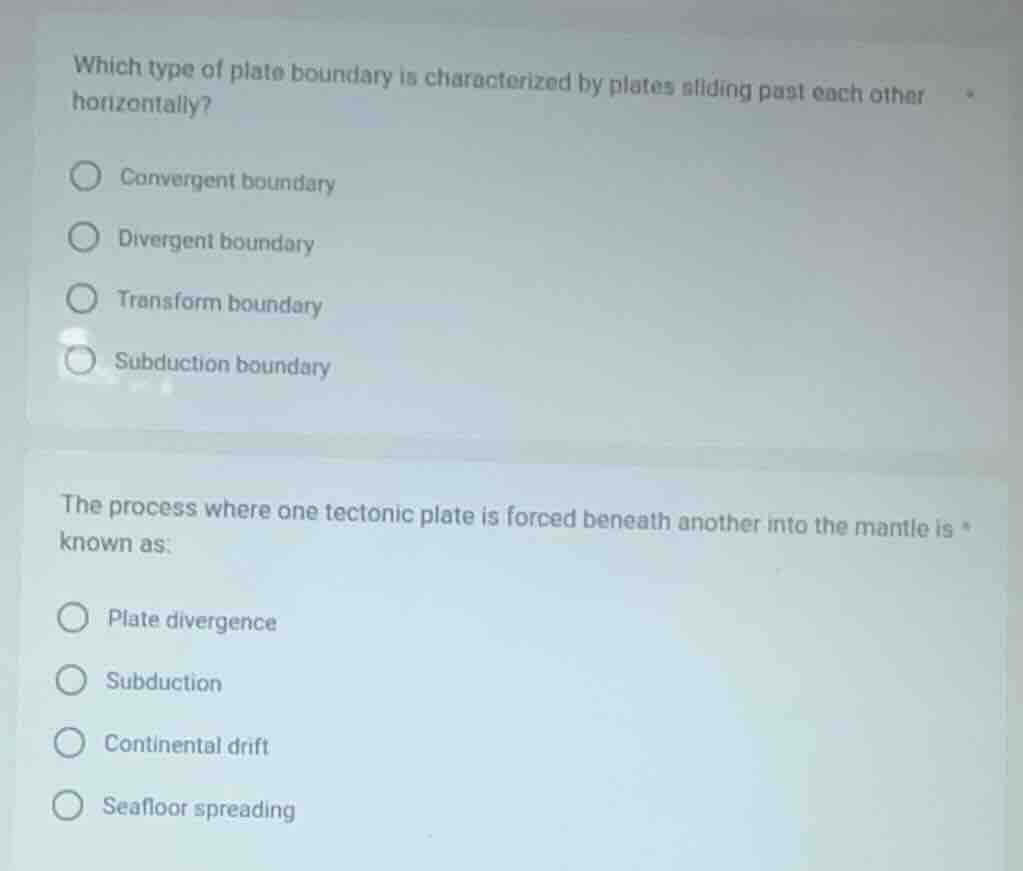 which type of plate boundary is characterized by plates sliding past ea…