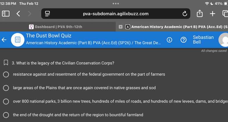 the dust bowl quiz american history academic (part b) pva (acc.ed) (sp2…