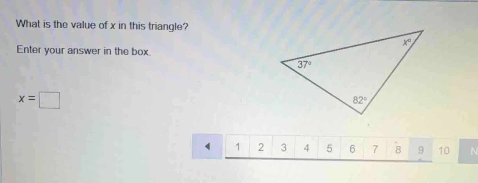 what is the value of x in this triangle? enter your answer in the box. …