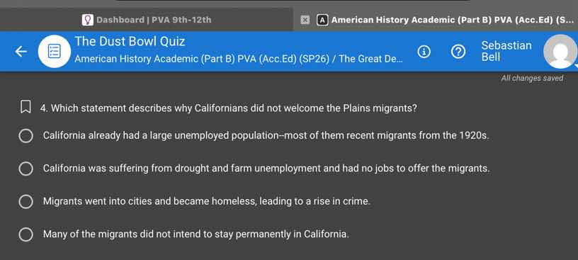 the dust bowl quiz american history academic (part b) pva (acc.ed) (sp2…