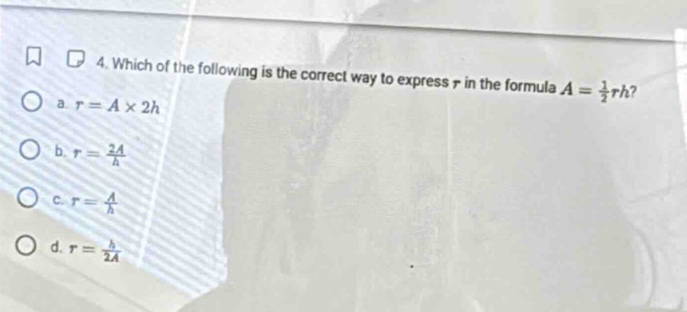 4. which of the following is the correct way to express $r$ in the form…