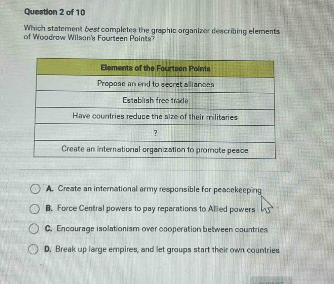 question 2 of 10 which statement best completes the graphic organizer d…