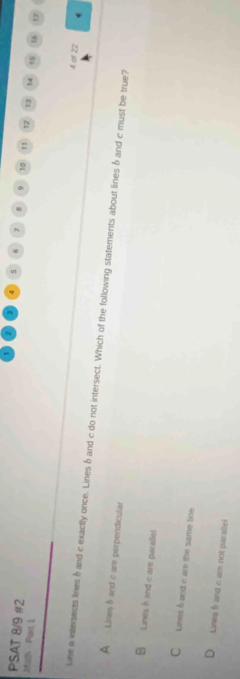 psat 8/9 #2math - part 14 of 22line a intersects lines b and c exactly …