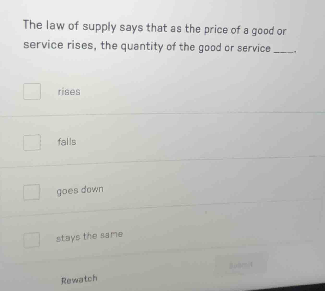 the law of supply says that as the price of a good or service rises, th…