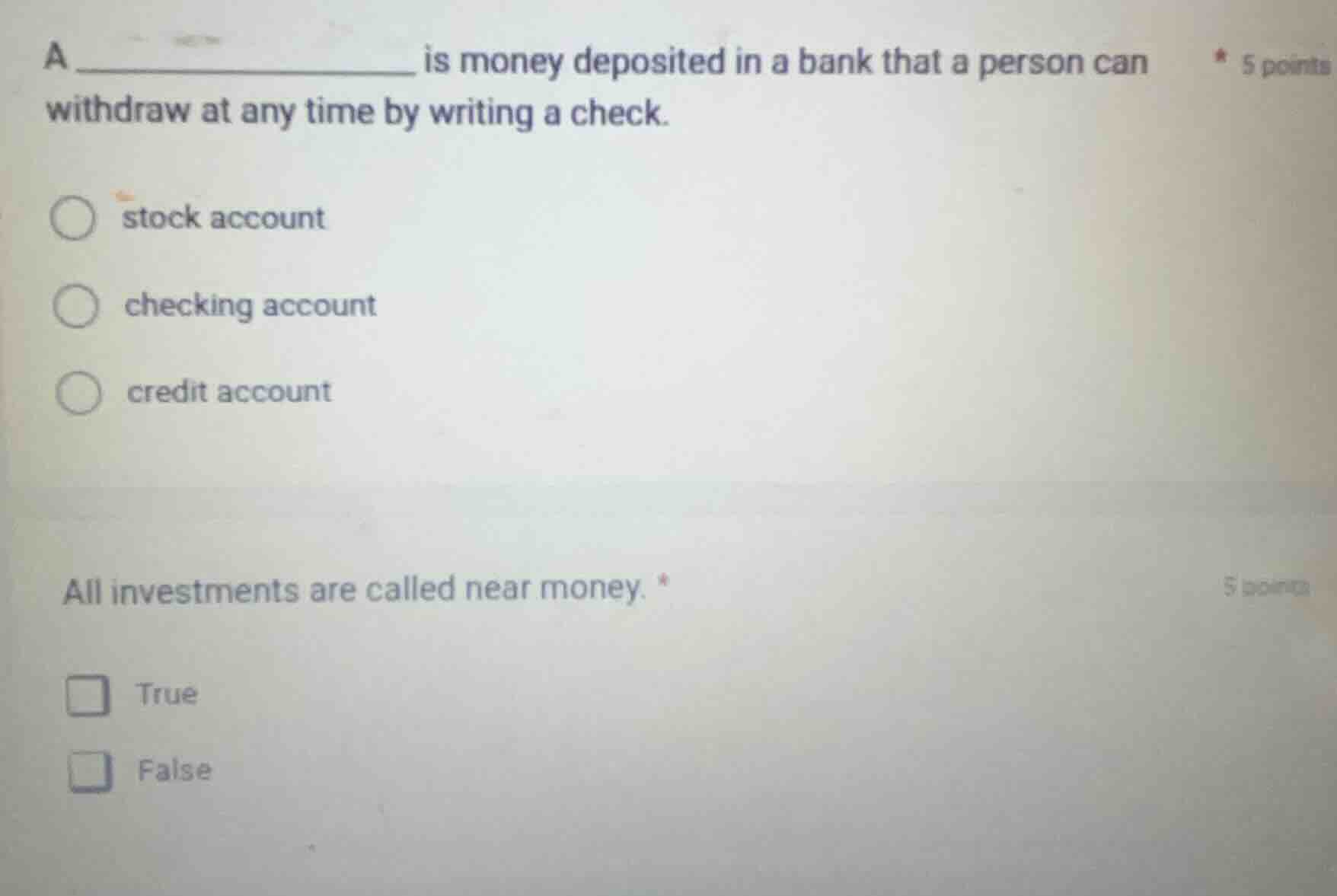 a _______________ is money deposited in a bank that a person can withdr…