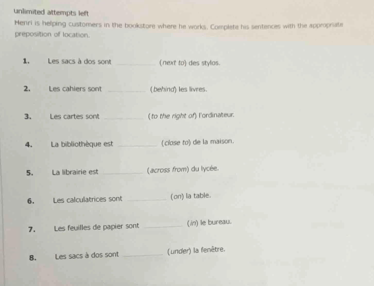 unlimited attempts left henri is helping customers in the bookstore whe…