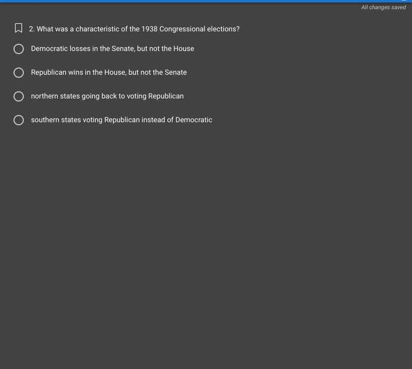 2. what was a characteristic of the 1938 congressional elections? democ…