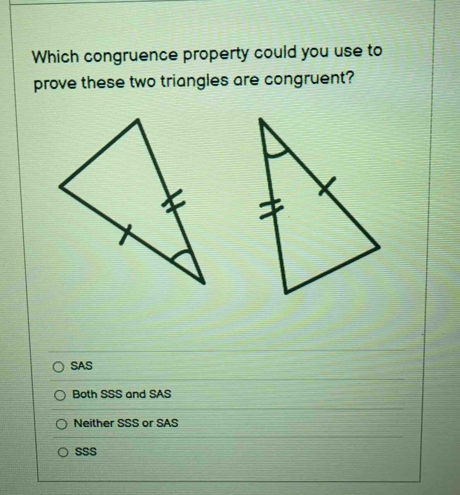 which congruence property could you use to prove these two triangles ar…