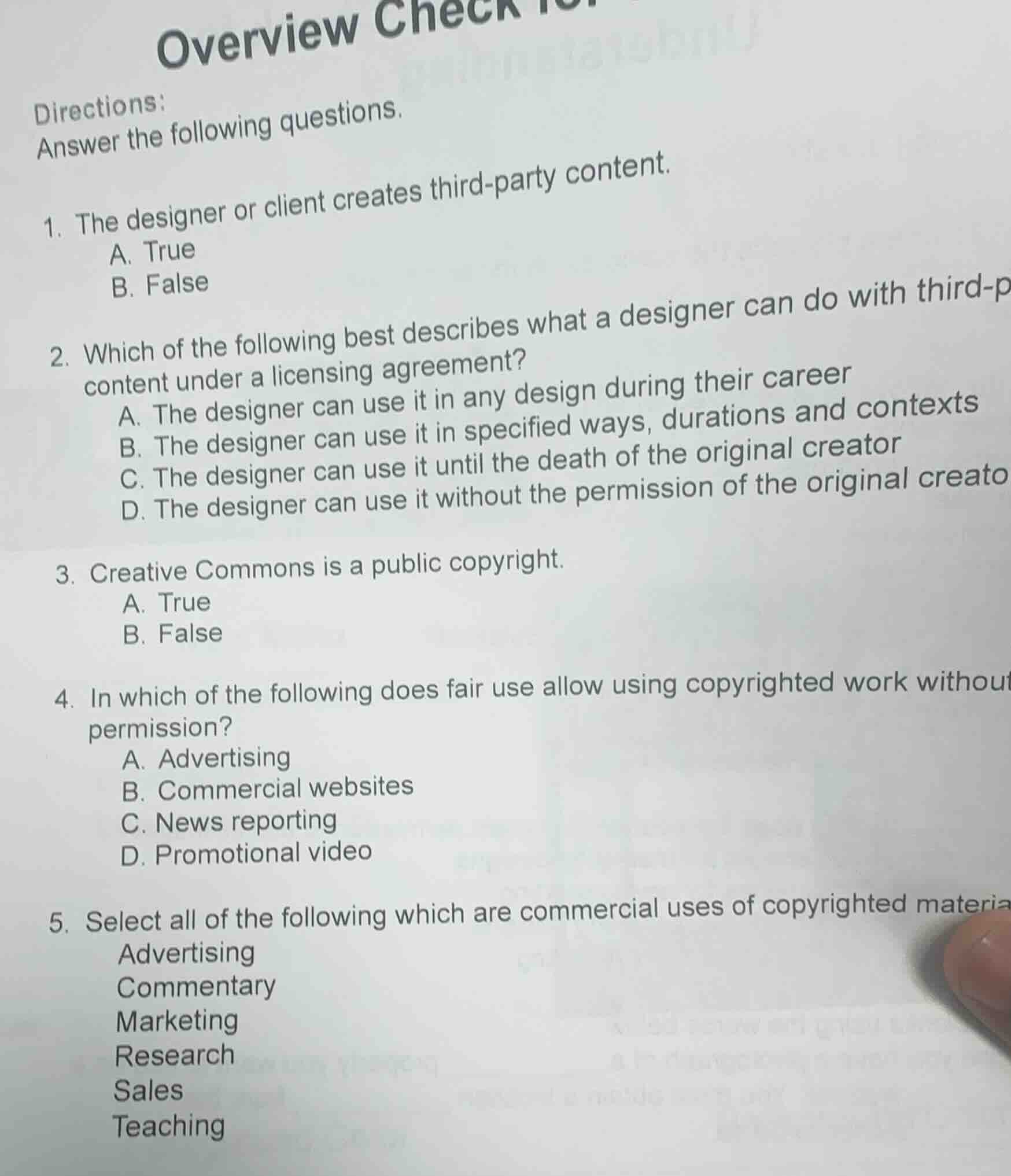 overview checkdirections:answer the following questions.1. the designer…