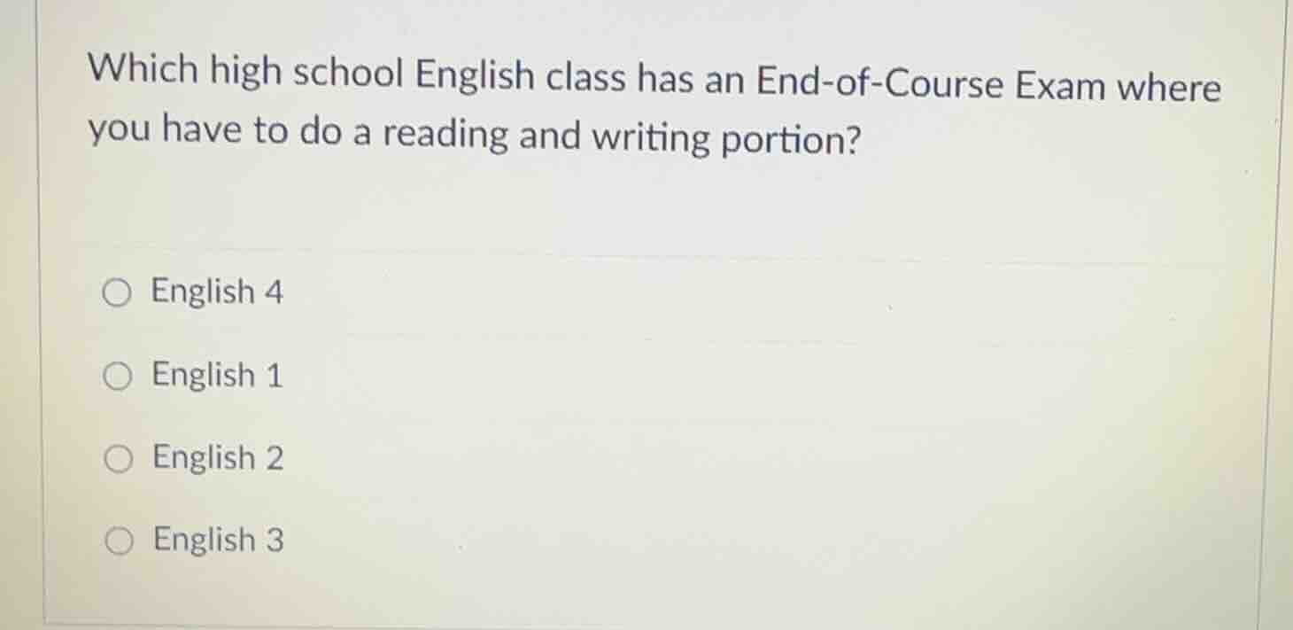 which high school english class has an end-of-course exam where you hav…