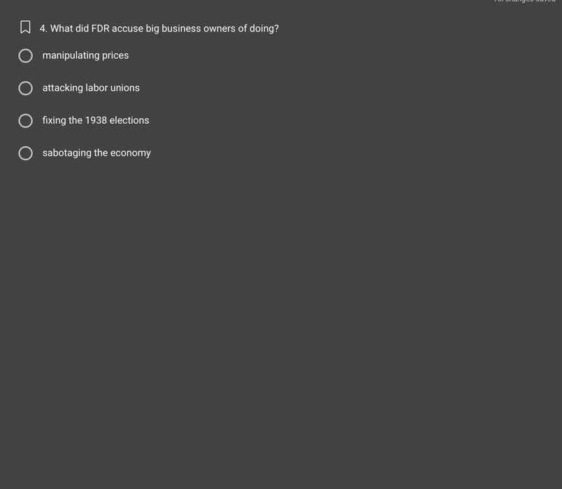 4. what did fdr accuse big business owners of doing?- manipulating pric…