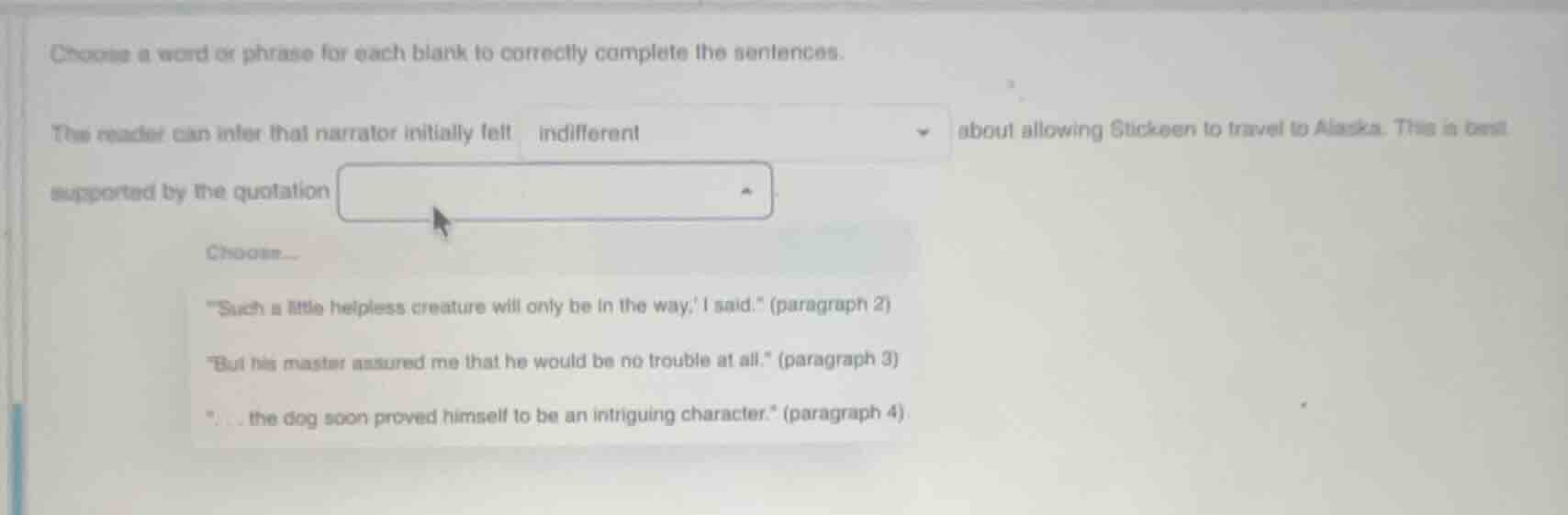 choose a word or phrase for each blank to correctly complete the senten…